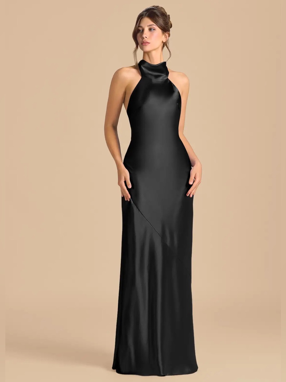 Azazie Black Metallic Satin Dress